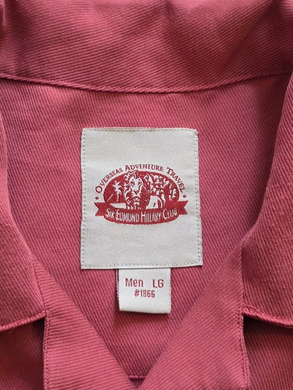 Overseas Adventure Travel Large Mauve Sir Edmund Hillary Club Camp Shirt - Picture 2 of 7